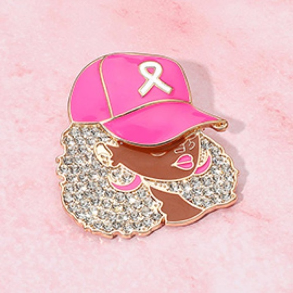 Pink Ribbon Hat Brooch